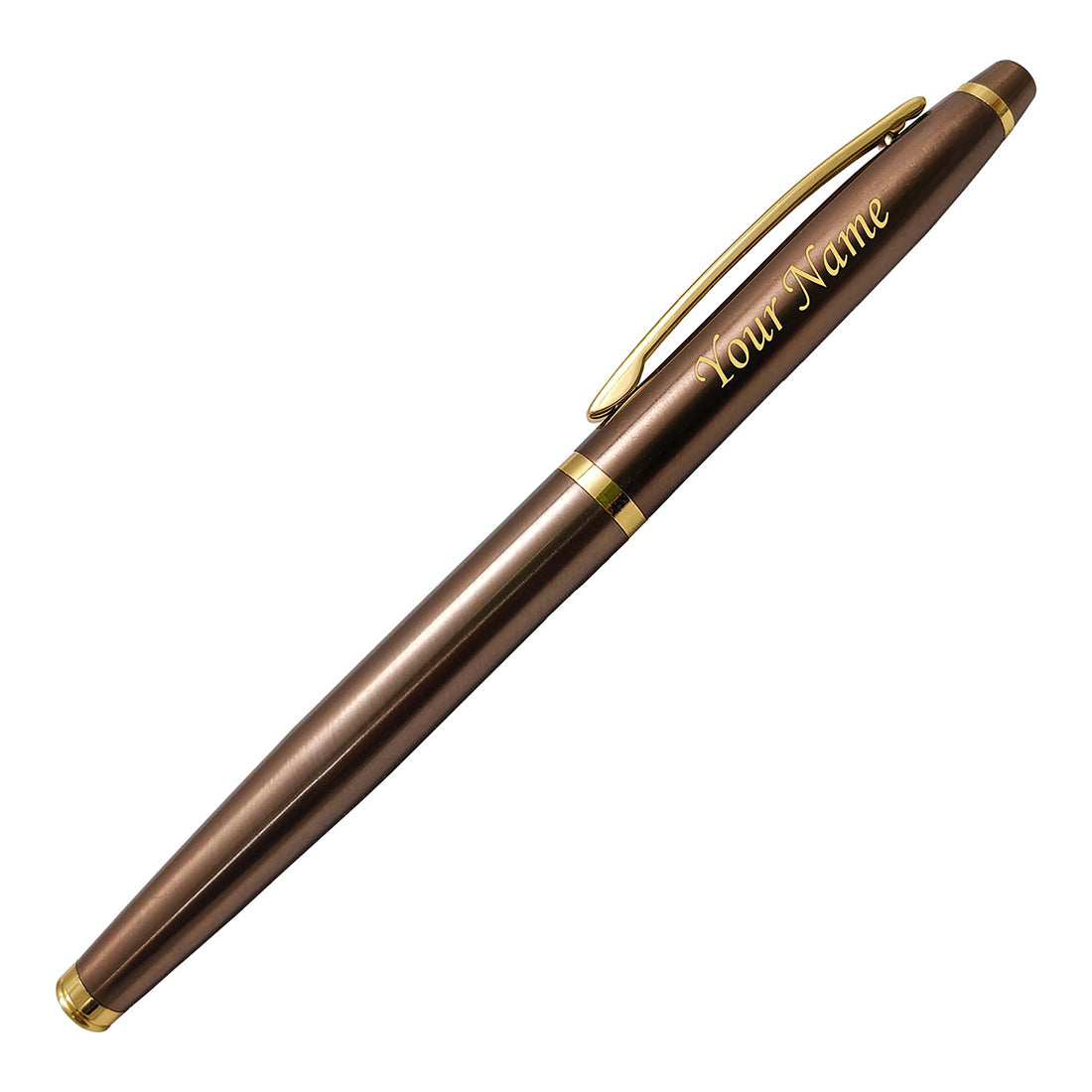 Acuity Coffee-Scented Blue Ink Ball Point Pen | Brown Glossy Finish Metal Body with Gold Finish Clip | Coffee Fragrance Smell Ink | Perfect for Personal Use & Gift Idea | It Comes in a Pouch | 30036