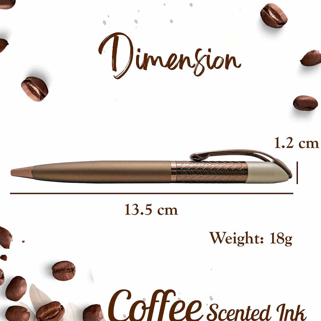 Acuity Coffee-Scented Blue Ink Ball Point Pen | Dark Brown Finish Metal Body with Glossy Clip | Coffee Fragrance Smell Ink | Perfect for Personal Use & Gift Idea | It Comes in a Pouch | 30045
