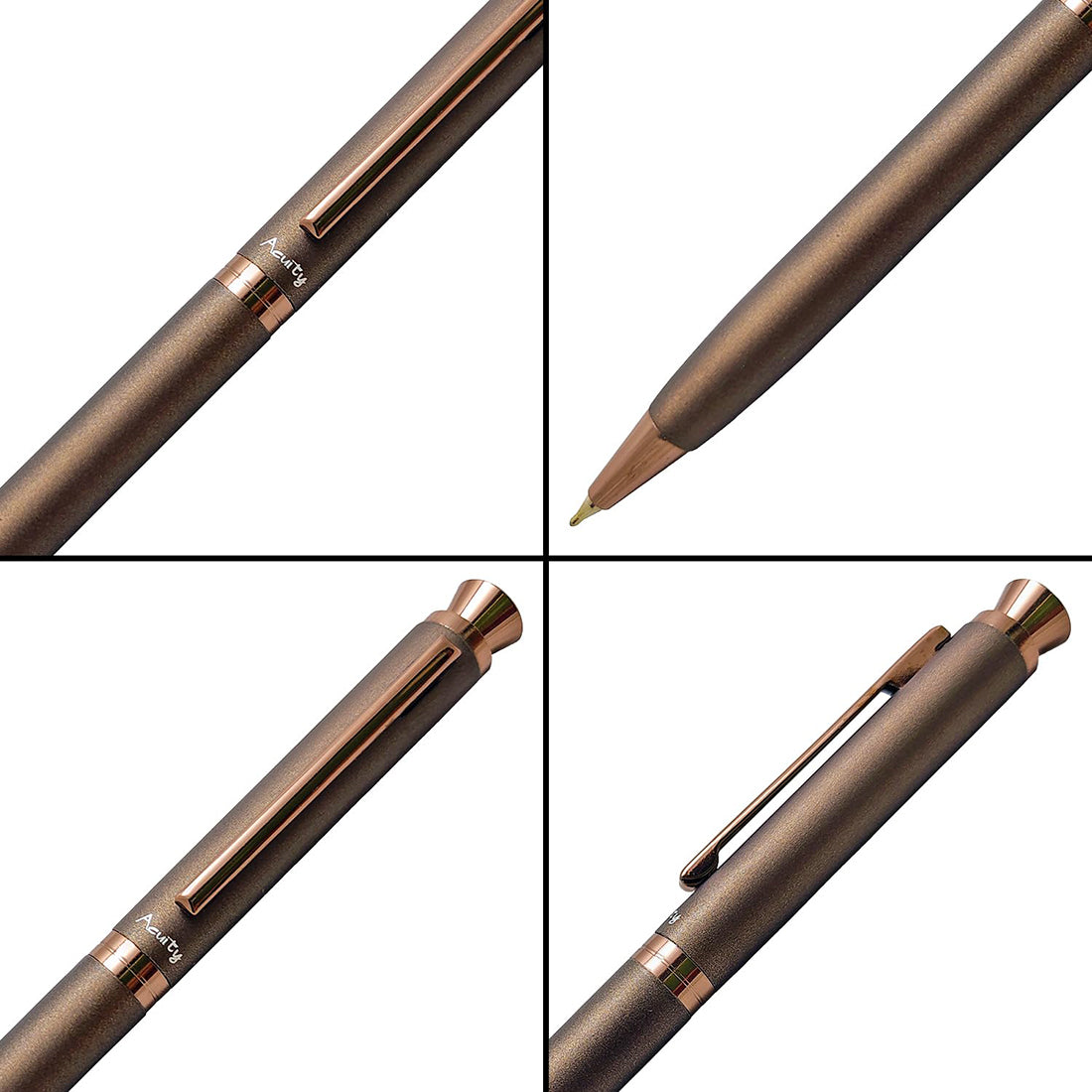Acuity Coffee-Scented Blue Ink Ball Point Pen | Dark Brown Finish Metal Body with Glossy Clip & Crystal on Top | Coffee Fragrance Smell Ink | It Comes in a Pouch | 30047