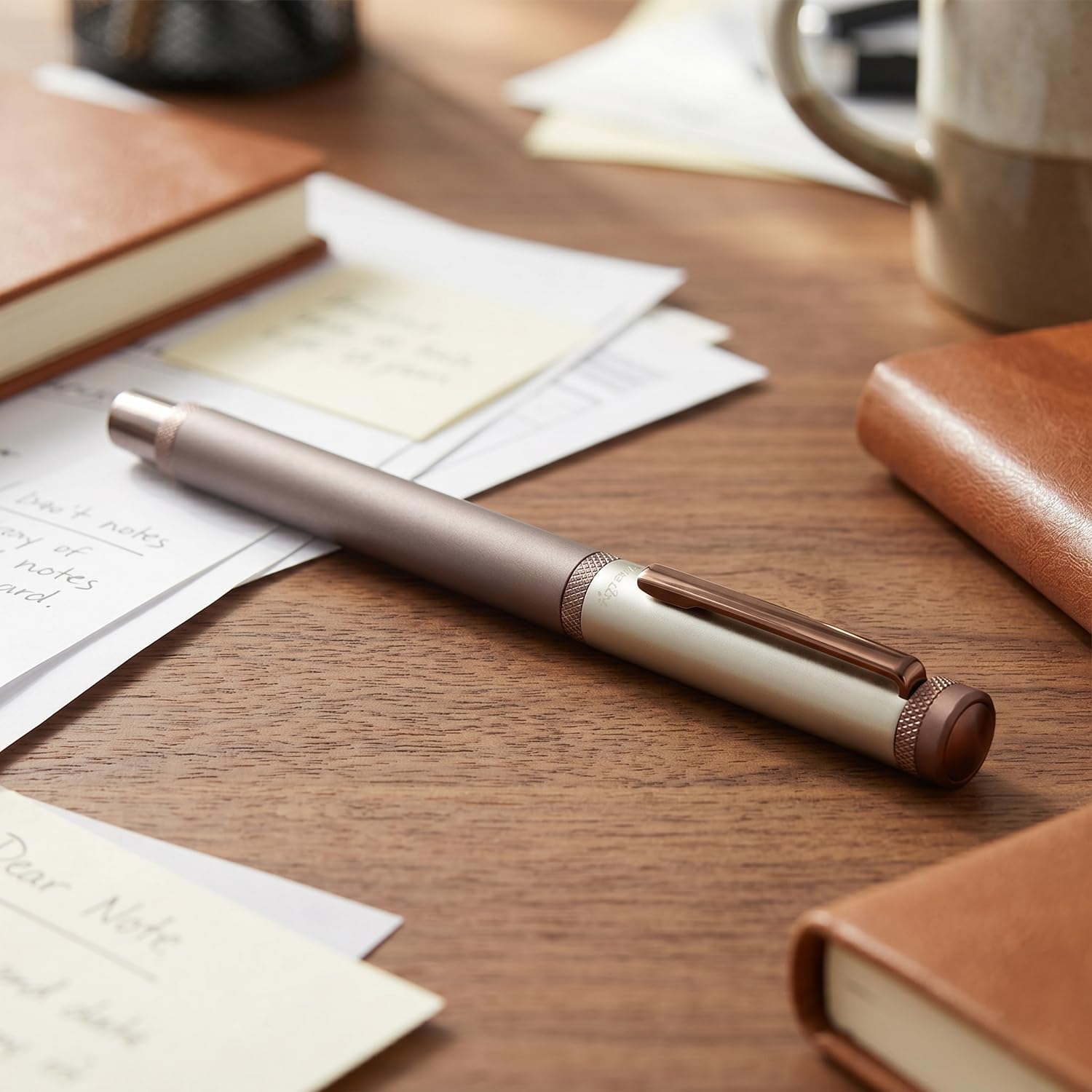 Acuity Coffee-Scented Blue Ink Ball Point Pen | Metal Body with Dual Colour Finish | Coffee Fragrance Smell Ink | For Personal Use & Gifting | It Comes in a Pouch | 30049