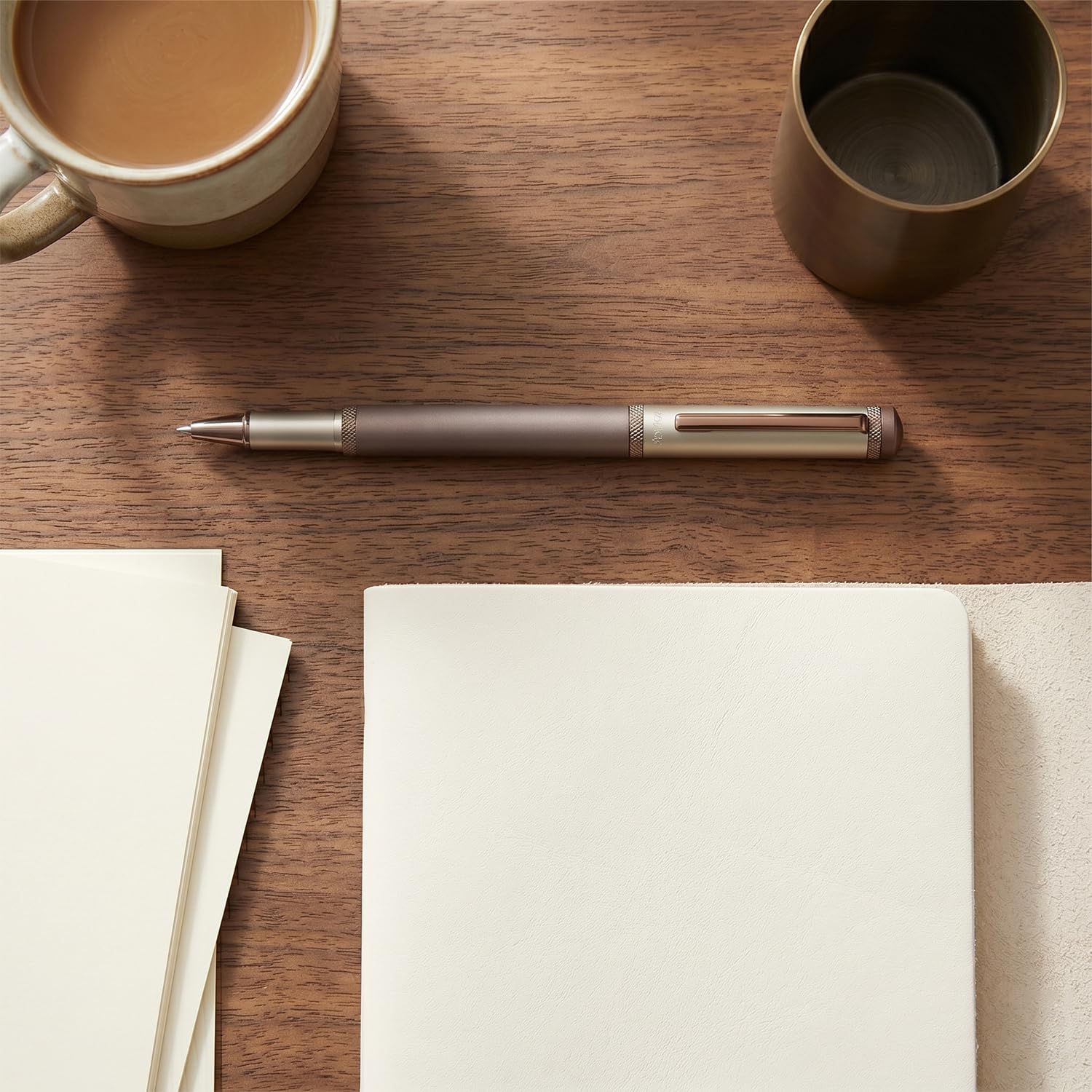 Acuity Coffee-Scented Blue Ink Ball Point Pen | Metal Body with Dual Colour Finish | Coffee Fragrance Smell Ink | For Personal Use & Gifting | It Comes in a Pouch | 30049