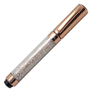 Acuity Rose Gold Crystal Ballpoint Pen - Metal Body with Sparkling Crystal Fill | Twist Cap Opening | Ink Colour Blue | It Comes in a Pouch | 30051