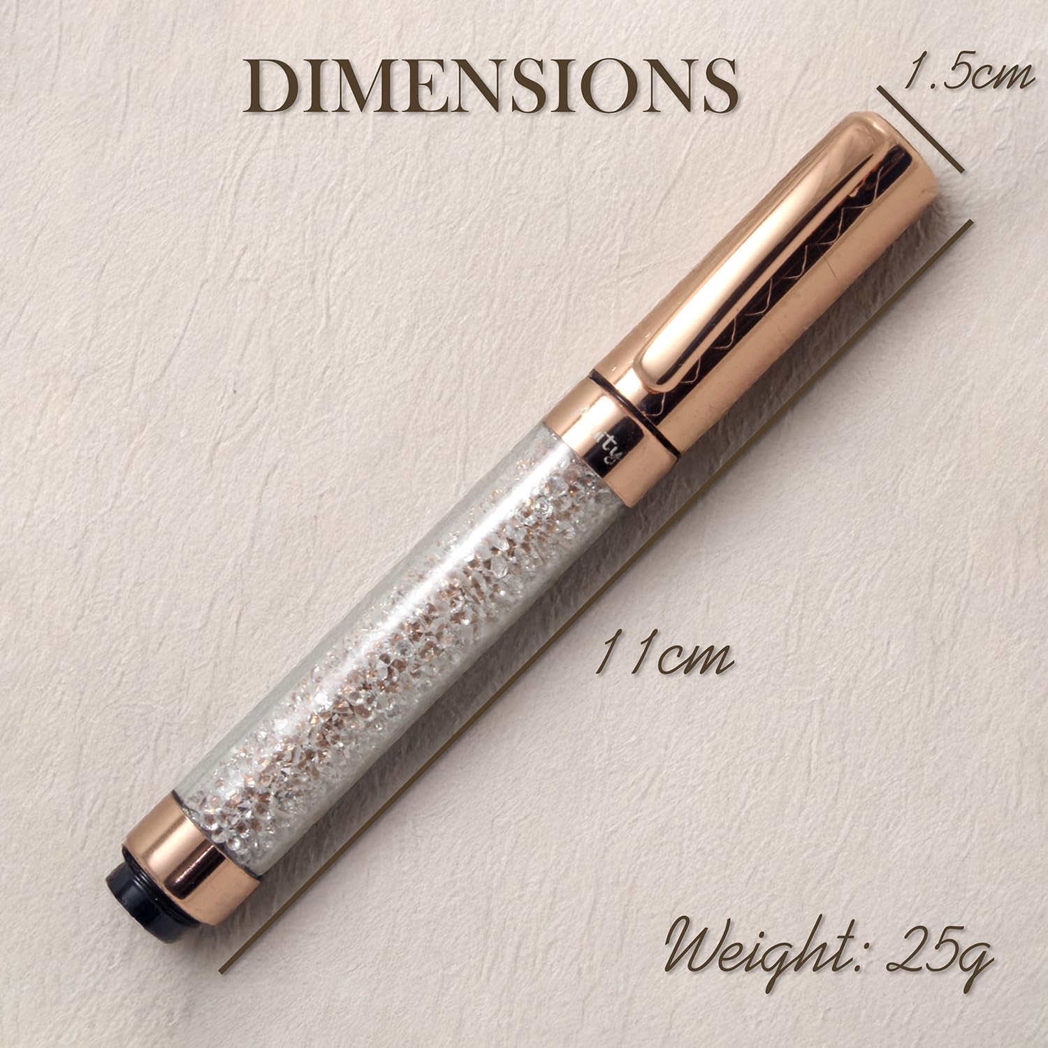Acuity Rose Gold Crystal Ballpoint Pen - Metal Body with Sparkling Crystal Fill | Twist Cap Opening | Ink Colour Blue | It Comes in a Pouch | 30051