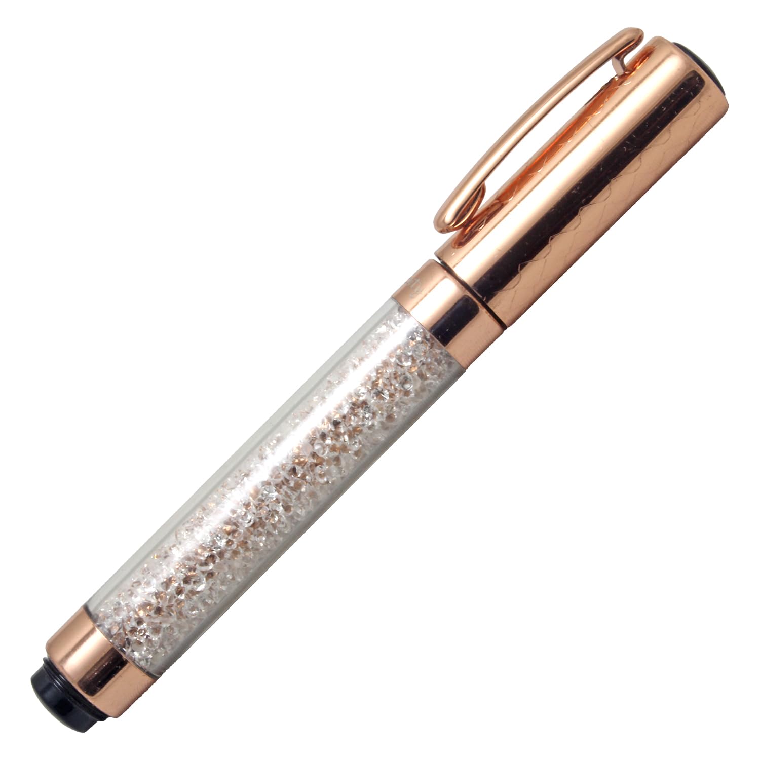 Acuity Rose Gold Crystal Ballpoint Pen - Metal Body with Sparkling Crystal Fill | Twist Cap Opening | Ink Colour Blue | It Comes in a Pouch | 30051