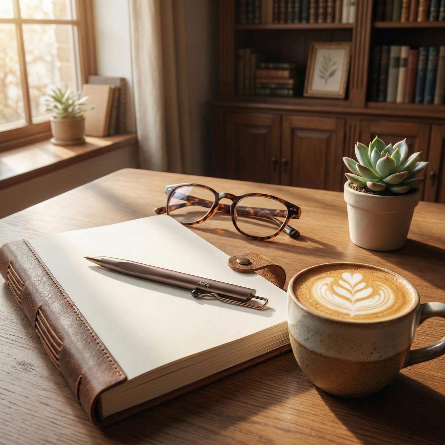 Acuity Coffee-Scented Blue Ink Ball Point Pen | Triangular Dark Brown Finish Metal Body with Zigzag Clip | Coffee Fragrance Smell Ink | For Personal Use & Gifting | It Comes in a Pouch | 30054