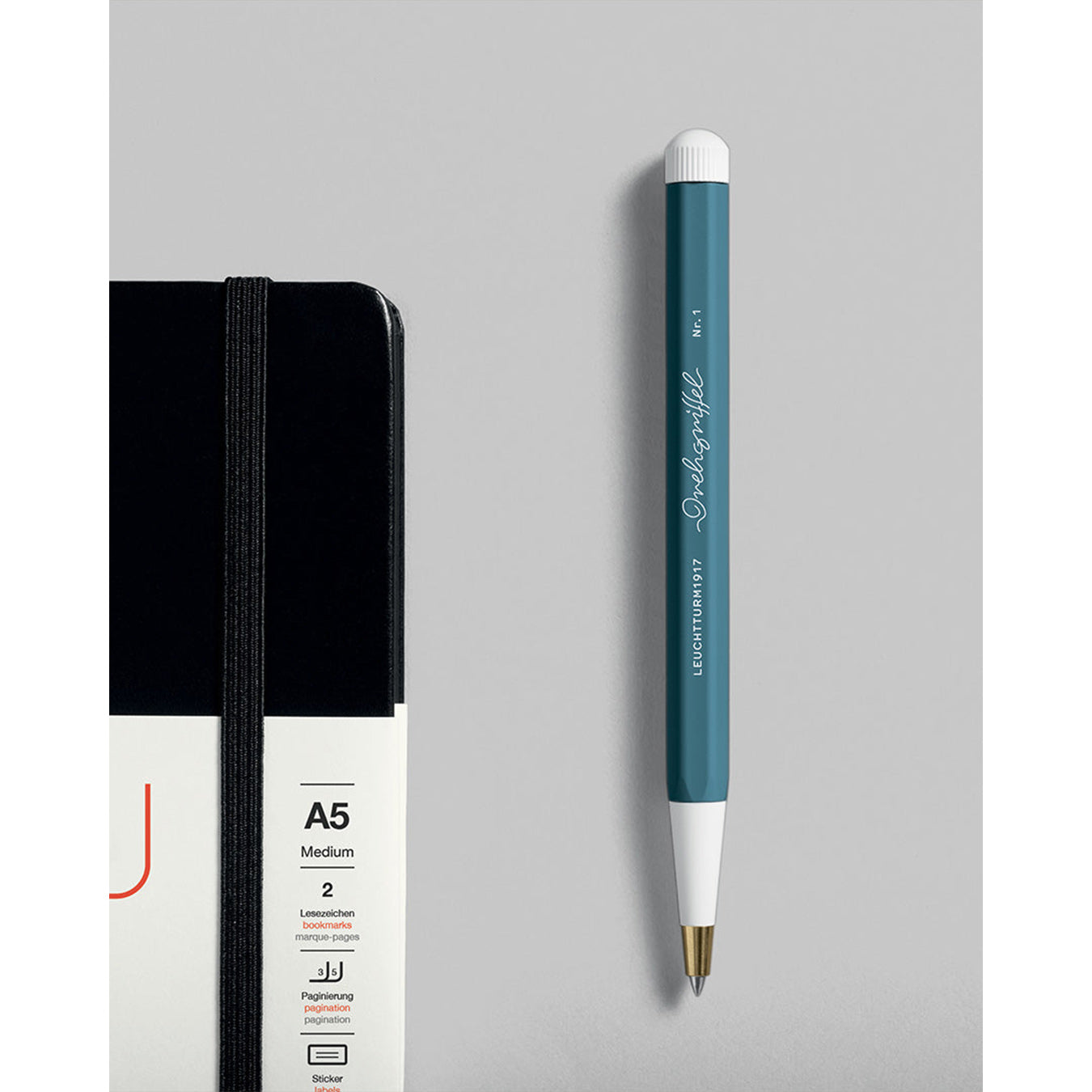 LEUCHTTURM1917 Gel Pen with Document Proof Black Ink | Drehgriffel No. 1 | Stone Blue| Twist Mechanism