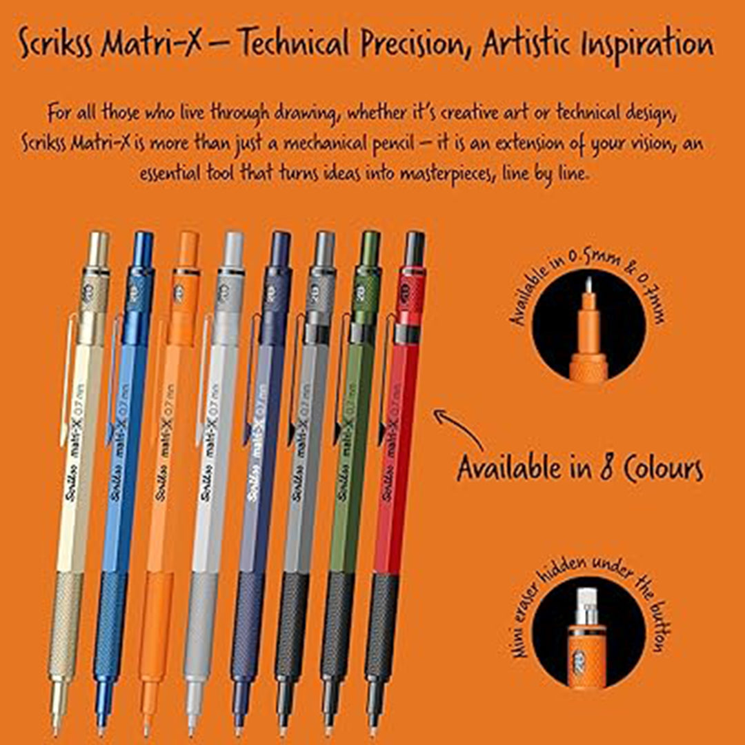 Scrikss | Matri-X | Mechanical Pencil | Orange-0.7mm
