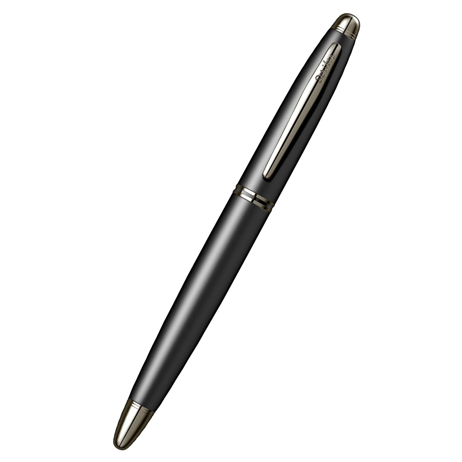 Scrikss | Knight 88 | Matte Black | Fountain Pen | Medium Nib With Iridium Point | Titanium Trim