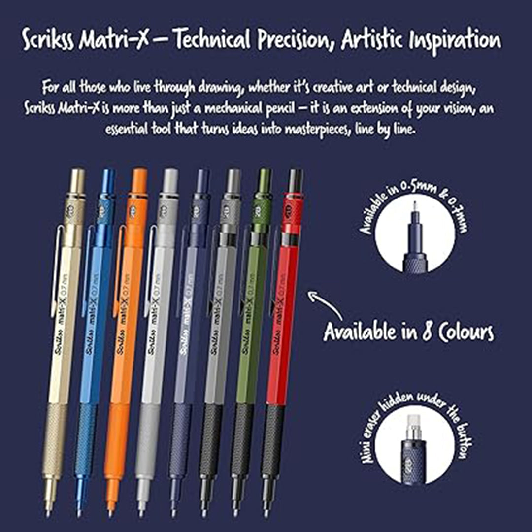 Scrikss | Matri-X | Mechanical Pencil | Dark Blue-0.7mm
