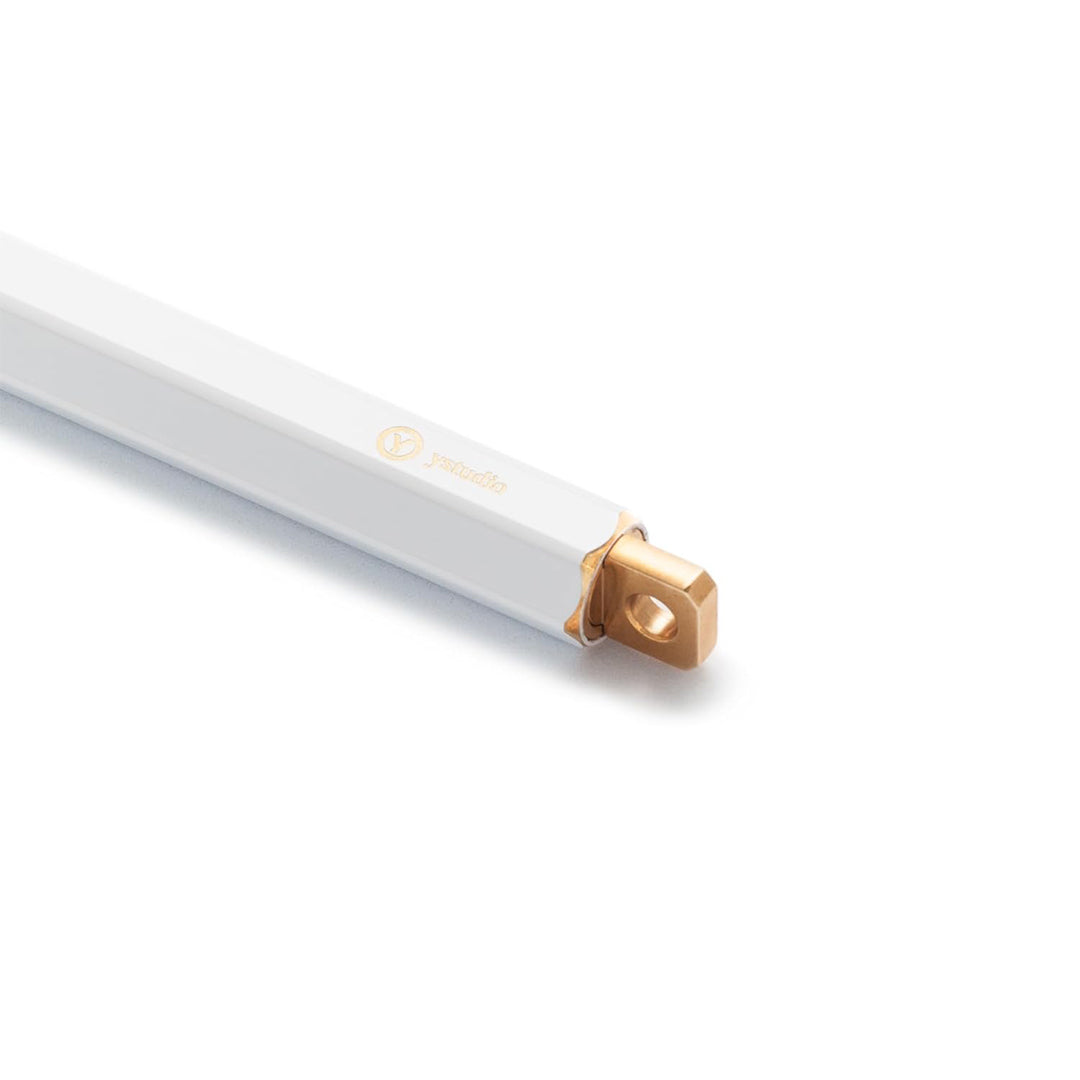 Ystudio Classic Revolve Portable Ballpoint Pen Brass (White finish)
