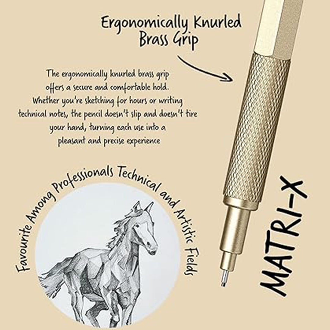 Scrikss | Matri-X | Mechanical Pencil | Gold-0.5mm