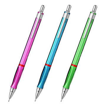 Rotring Visuclick 0.7mm Mechanical Pencils, 2B Lead, Pink, Blue & Green Translucent Barrel, with Attached Eraser - Total 3 Piece