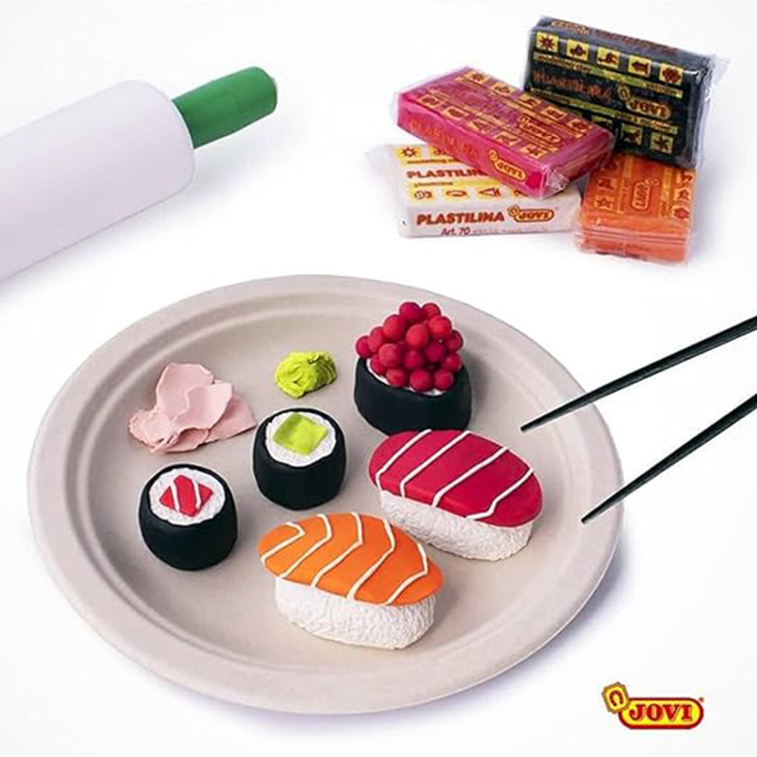 Jovi Plastilina Dark Green Non-Drying Modelling Clay for Art & Craft, Pack of 6 Bars - 50gms Each for Fine Motor Skills, Moulding, Pottery Sculpting Project Work with Dough