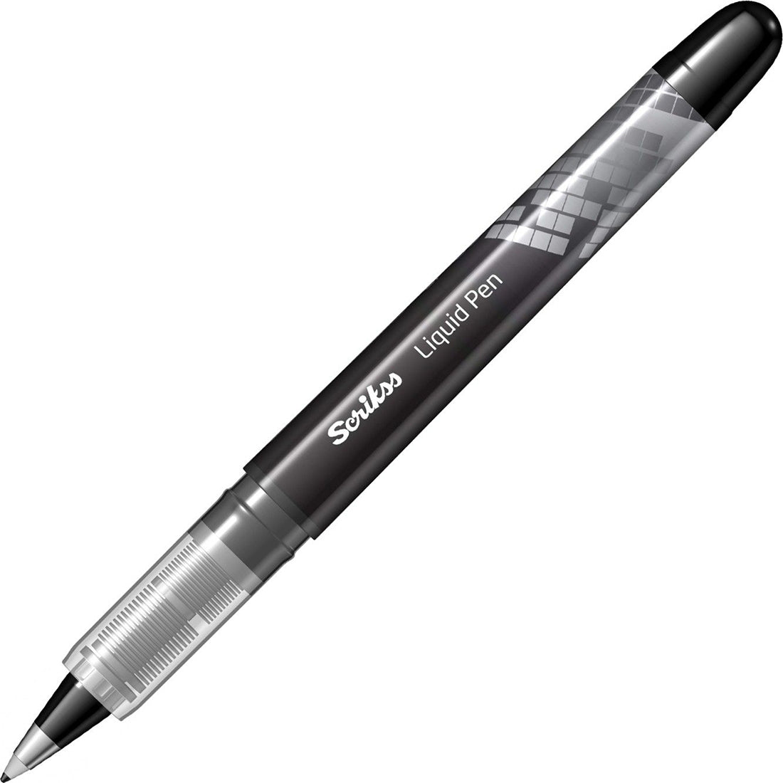 Scrikss Office 0.5 mm Liquid Ink Pen - Chrome Plated Tip & Controlled Ink Flow Adjustment System - LP68 Black Set of 3
