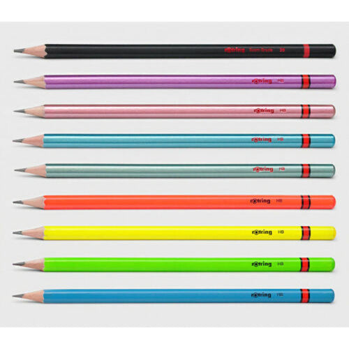 Rotring | Woodcase | HB Graphite Pencil | Core Assorted Colours | Blister Pack of 8 Wooden Pencils