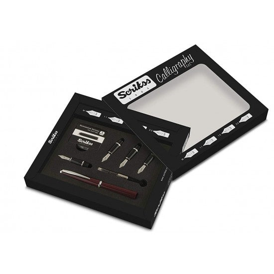 Scrikss | Calligraphy | Pen Set | Burgundy | Medium, 1.1mm, 1.5mm, 2.3mm Nib - penpencilink