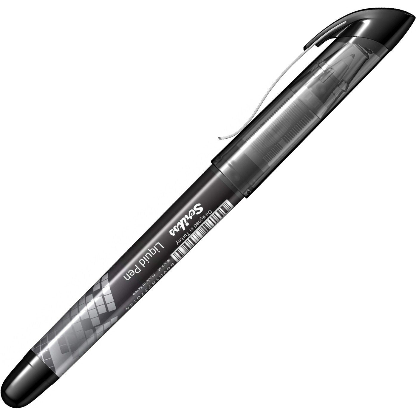 Scrikss Office 0.5 mm Liquid Ink Pen - Chrome Plated Tip & Controlled Ink Flow Adjustment System - LP68 Black Set of 3