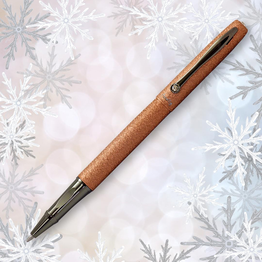 Acuity Roller Gel Pen - Metal Body with Fine Textured Bronze Finish - Comes with a Pen Pouch - Ink Colour Blue - 40005