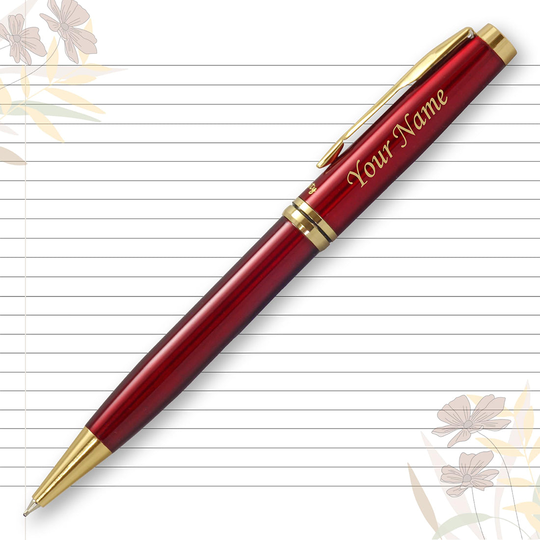 Acuity Ball Point Pen - Metal Body with Glossy Red Finish And Gold Clip - Comes with a Pen Pouch - Ink Colour Blue - 40006