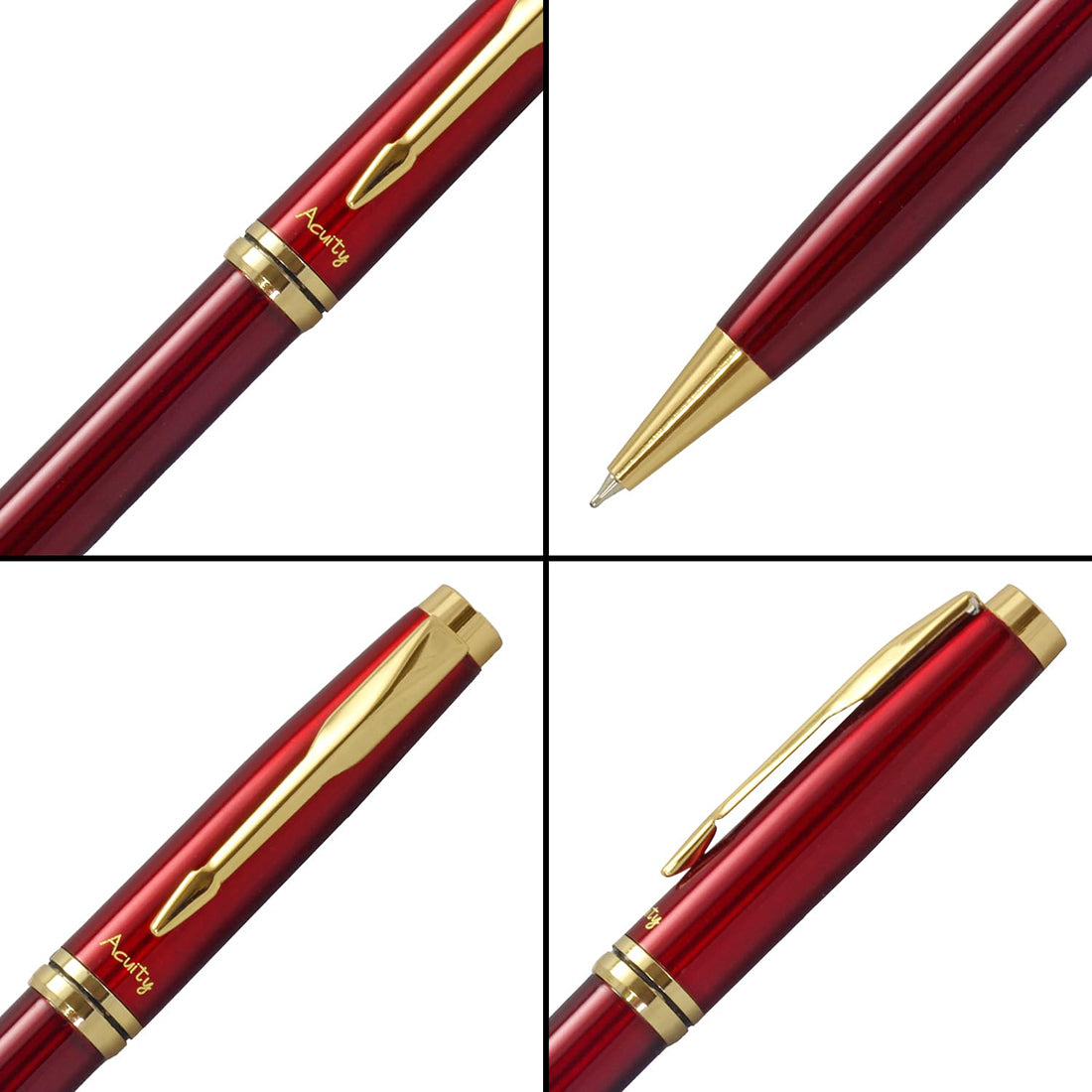 Acuity Ball Point Pen - Metal Body with Glossy Red Finish And Gold Clip - Comes with a Pen Pouch - Ink Colour Blue - 40006
