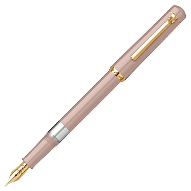 Scrikss | 419 Legendary | Fountain Ink Pen | Medium Nib | Gold Plated | Glossy Cream Barrel - penpencilink