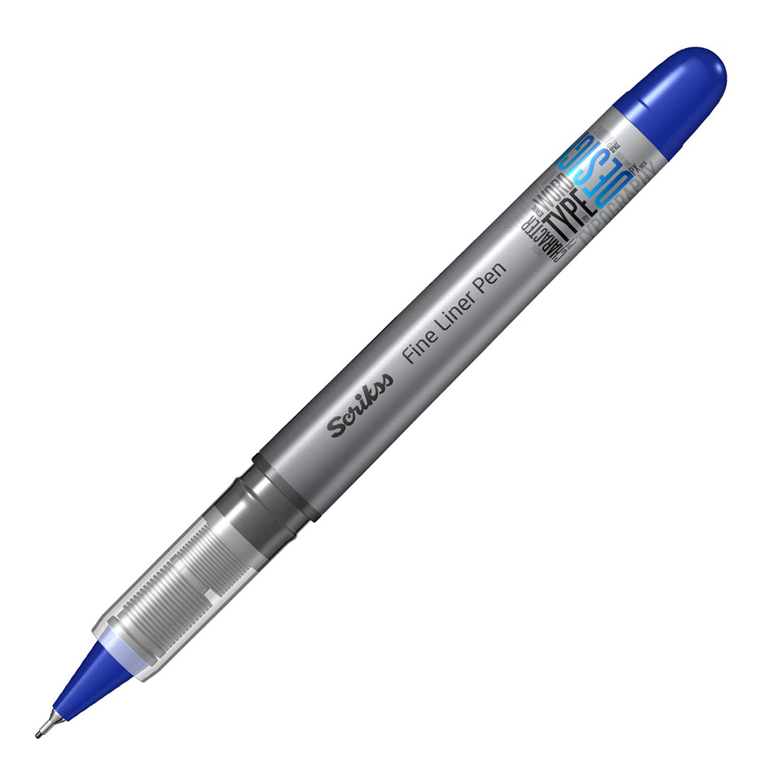 Scrikss Office 0.3 mm Fine Liner Pen - Fast Drying Water Based Ink, Chrome Plated Tip - FL68 Set of 3 (Black, Blue & Red)