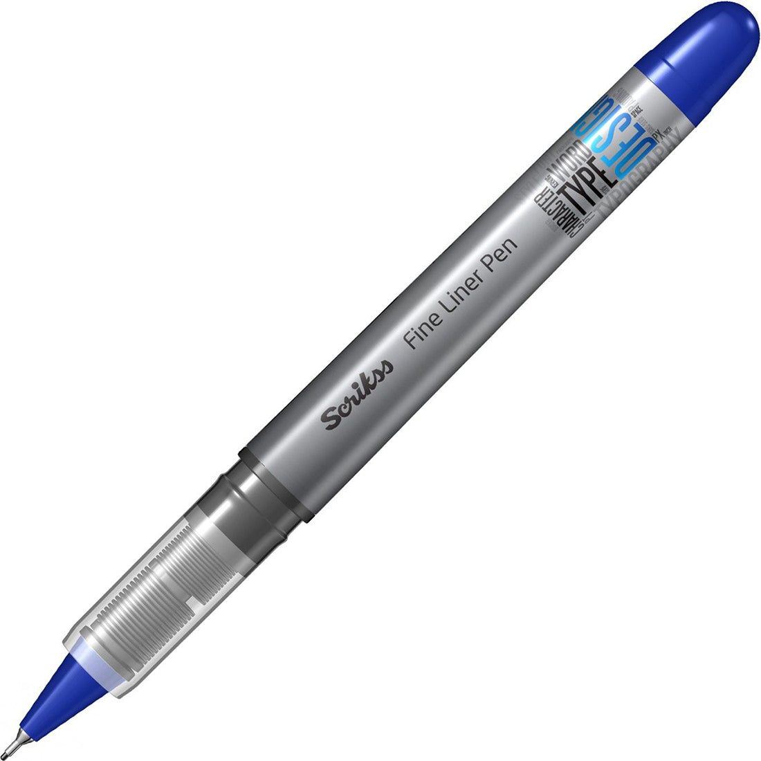Scrikss Office 0.3 mm Fine Liner Pen - Fast Drying Water Based Ink, Chrome Plated Tip - FL68 Set of 3 (Blue)