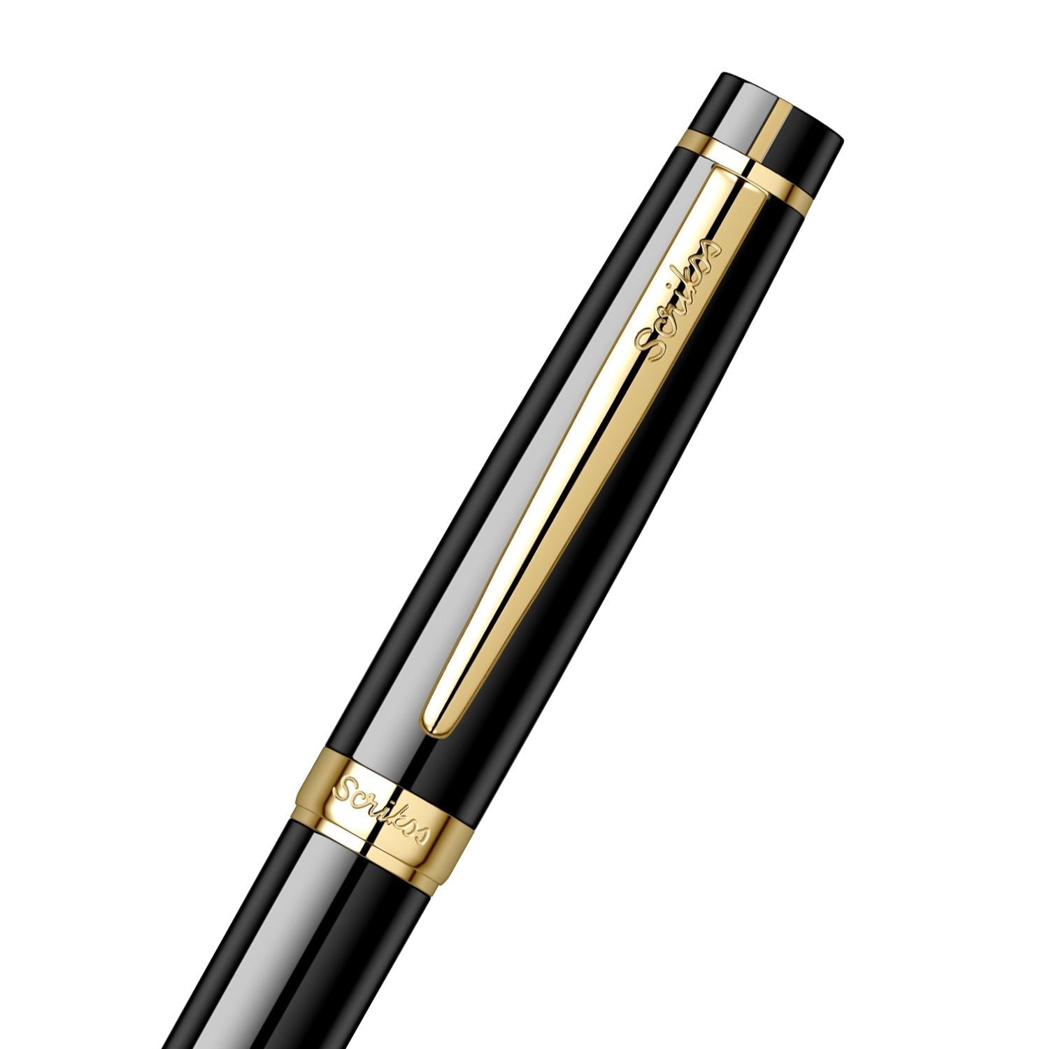 Scrikss | Honour 38 | Fountain Pen | Glossy Black | Medium Nib | 23k Gold Plated