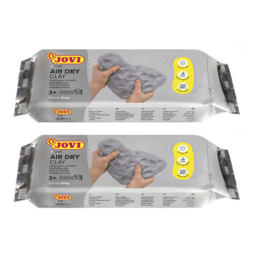 Jovi European Air-Dry Modeling Stone Grey Clay 2 Packets - Each Pack of 250 Grams for Sculpting Pottery Art & Craft Handicraft Educational Purpose Fine Motor Skills