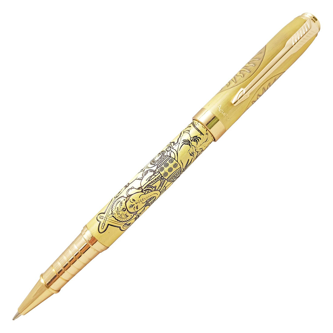 Acuity Roller Ball Point Pen Metal Body with Lord Ganesh And OM Image Engraved - Comes in a Pen Pouch - Ink Colour Blue - 20005