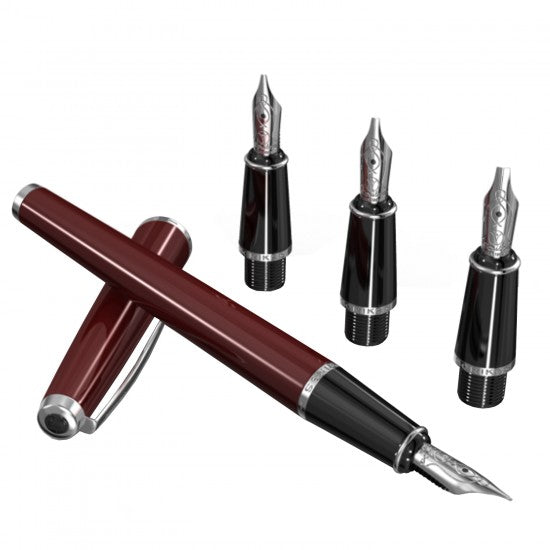 Scrikss | Calligraphy | Pen Set | Burgundy | Medium, 1.1mm, 1.5mm, 2.3mm Nib - penpencilink