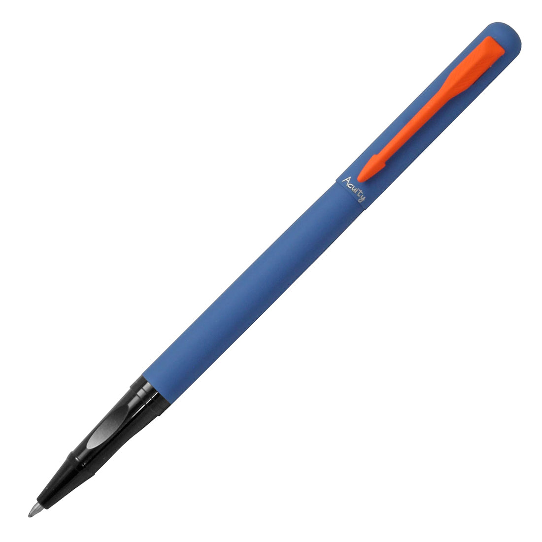 Acuity Roller Gel Pen - Metal Body with Soft Velvety Smooth Blue Finish & Dark Orange Clip - It Comes with a Pen Pouch - Ink Colour Blue - 50002