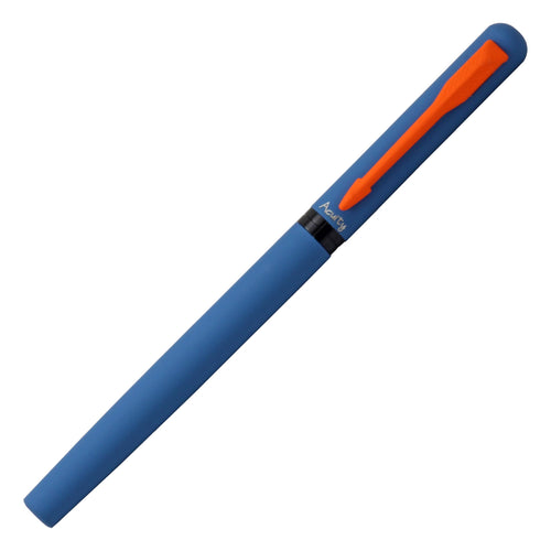 Acuity Roller Gel Pen - Metal Body with Soft Velvety Smooth Blue Finish & Dark Orange Clip - It Comes with a Pen Pouch - Ink Colour Blue - 50002
