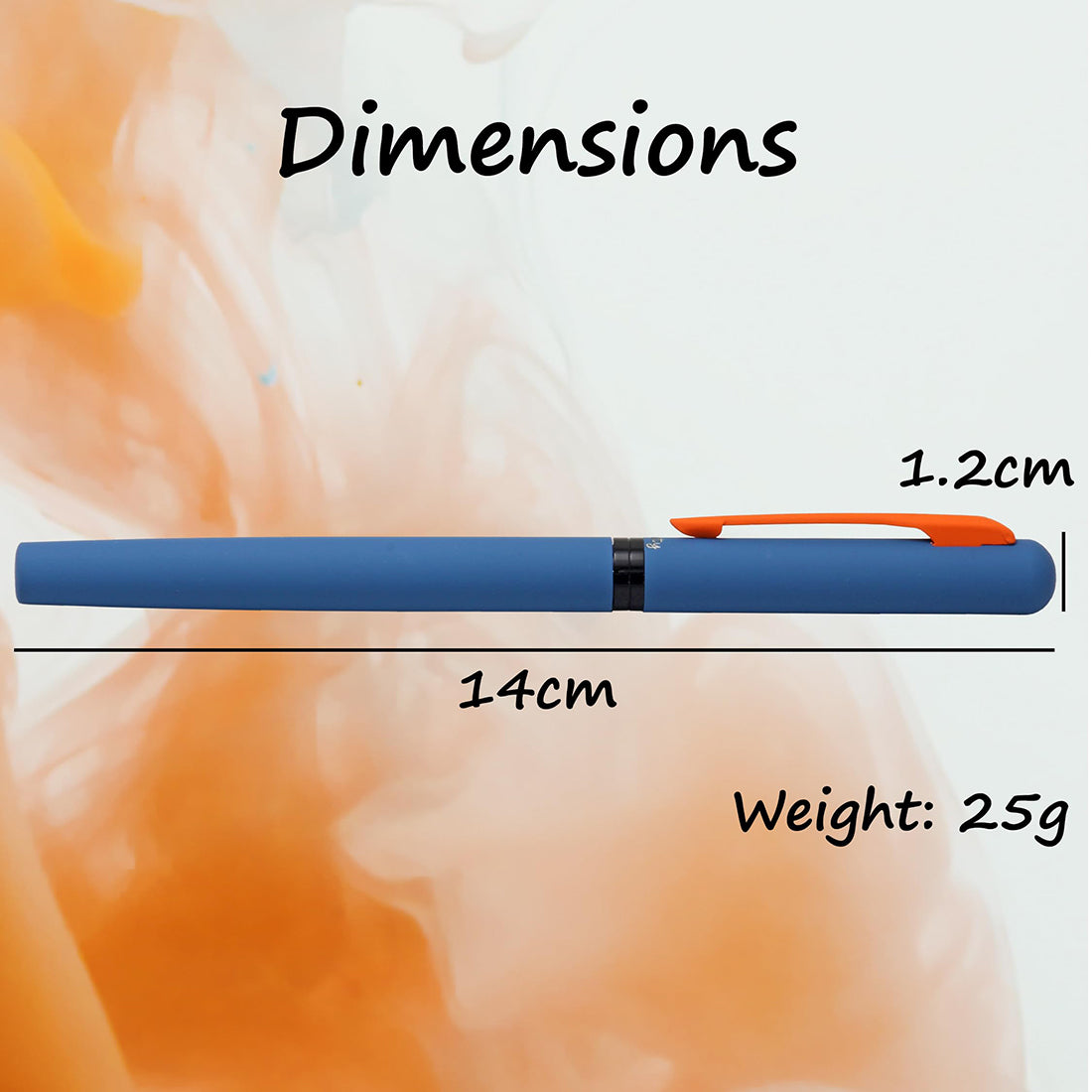 Acuity Roller Gel Pen - Metal Body with Soft Velvety Smooth Blue Finish & Dark Orange Clip - It Comes with a Pen Pouch - Ink Colour Blue - 50002