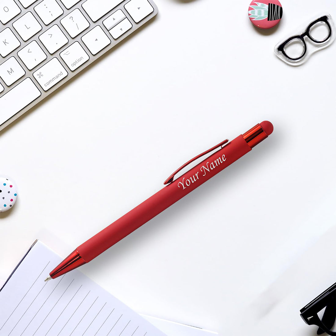 Acuity Ball Point Pen - Metal Body with Matte Red Finish & Metallic Finish Accessories - It Comes in a Pen Pouch - Ink Colour Blue - 50011