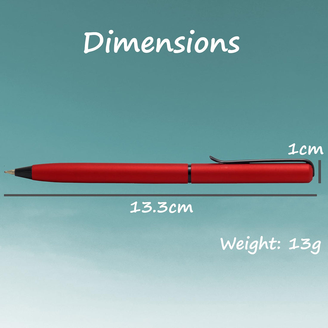 Acuity Ball Point Pen with Red Finish Metal Body & Black Clip - It Comes in a Pen Pouch - Ink Colour Blue - 50014
