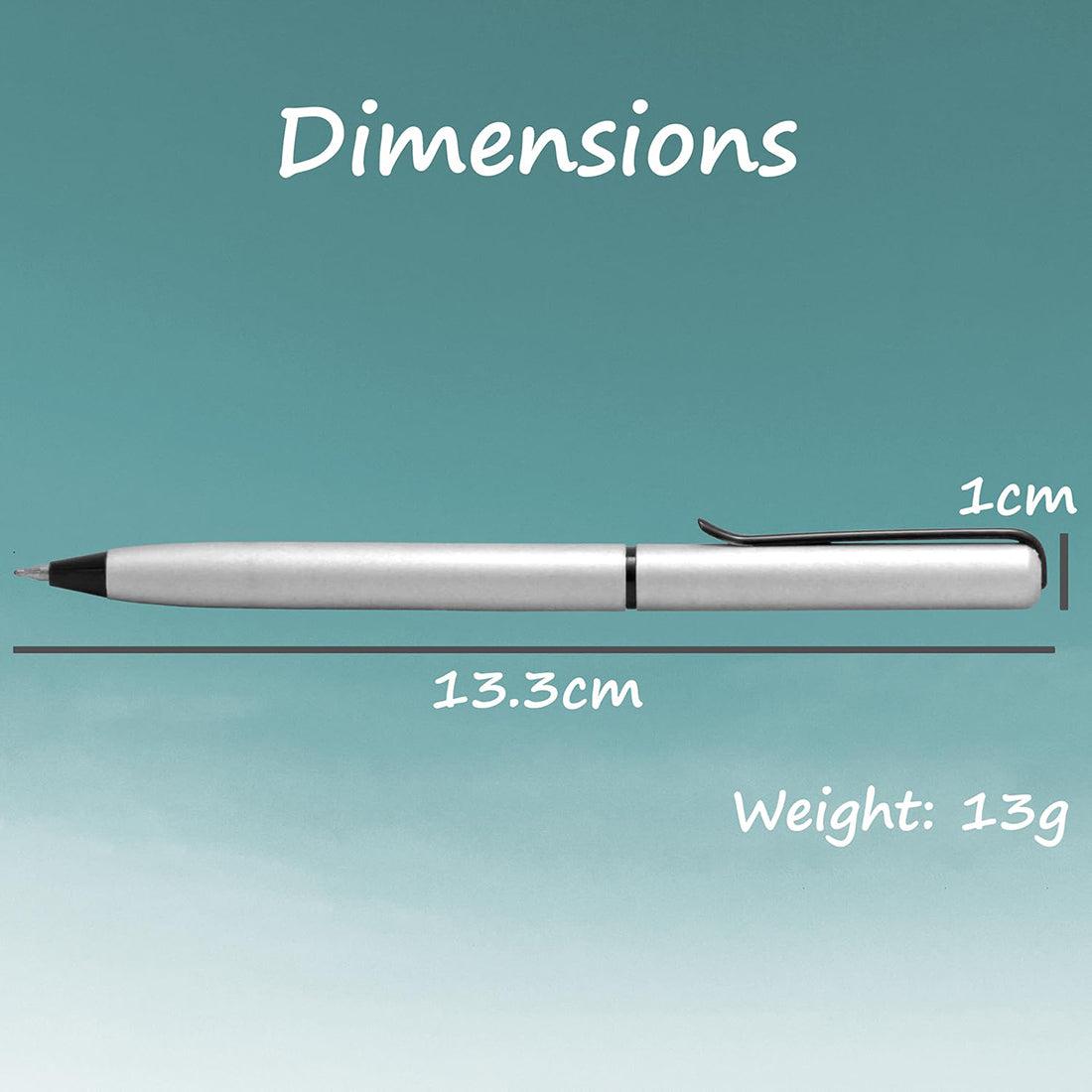 Acuity Ball Point Pen with Silver Finish Metal Body & Black Clip - It Comes in a Pen Pouch - Ink Colour Blue - 50014