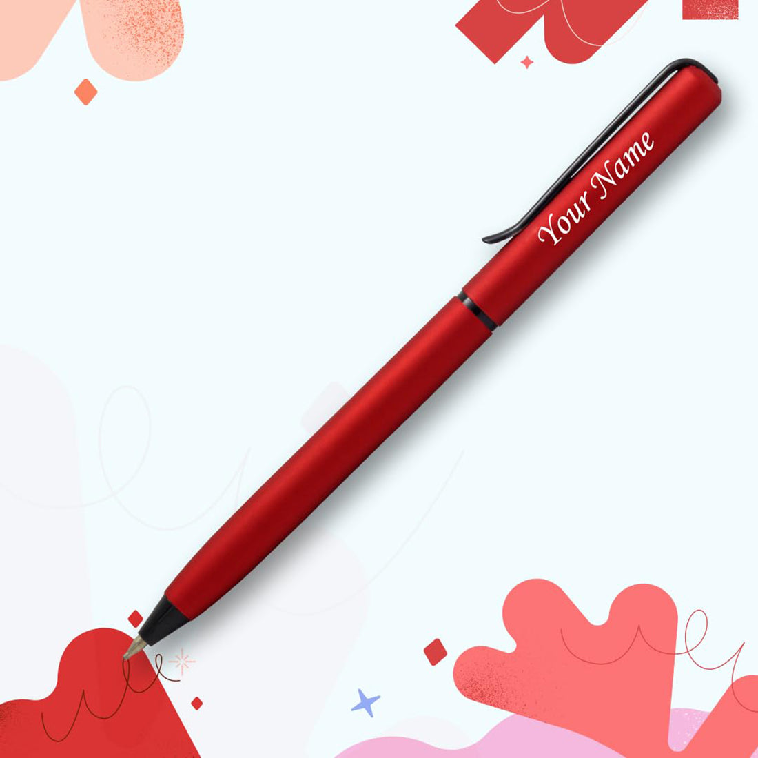 Acuity Ball Point Pen with Red Finish Metal Body & Black Clip - It Comes in a Pen Pouch - Ink Colour Blue - 50014