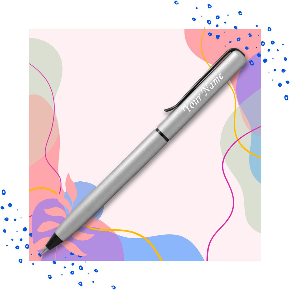 Acuity Ball Point Pen with Silver Finish Metal Body & Black Clip - It Comes in a Pen Pouch - Ink Colour Blue - 50014