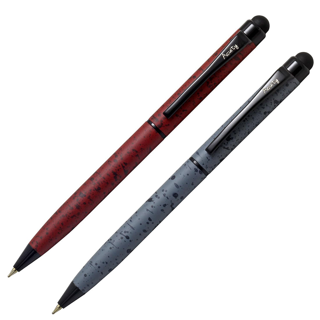 Acuity Ball Point Pen - Metal Body with Matte Finish, and Glossy Black Accessories - It Comes in a Pouch - (Set of 2 Pens) - 50016