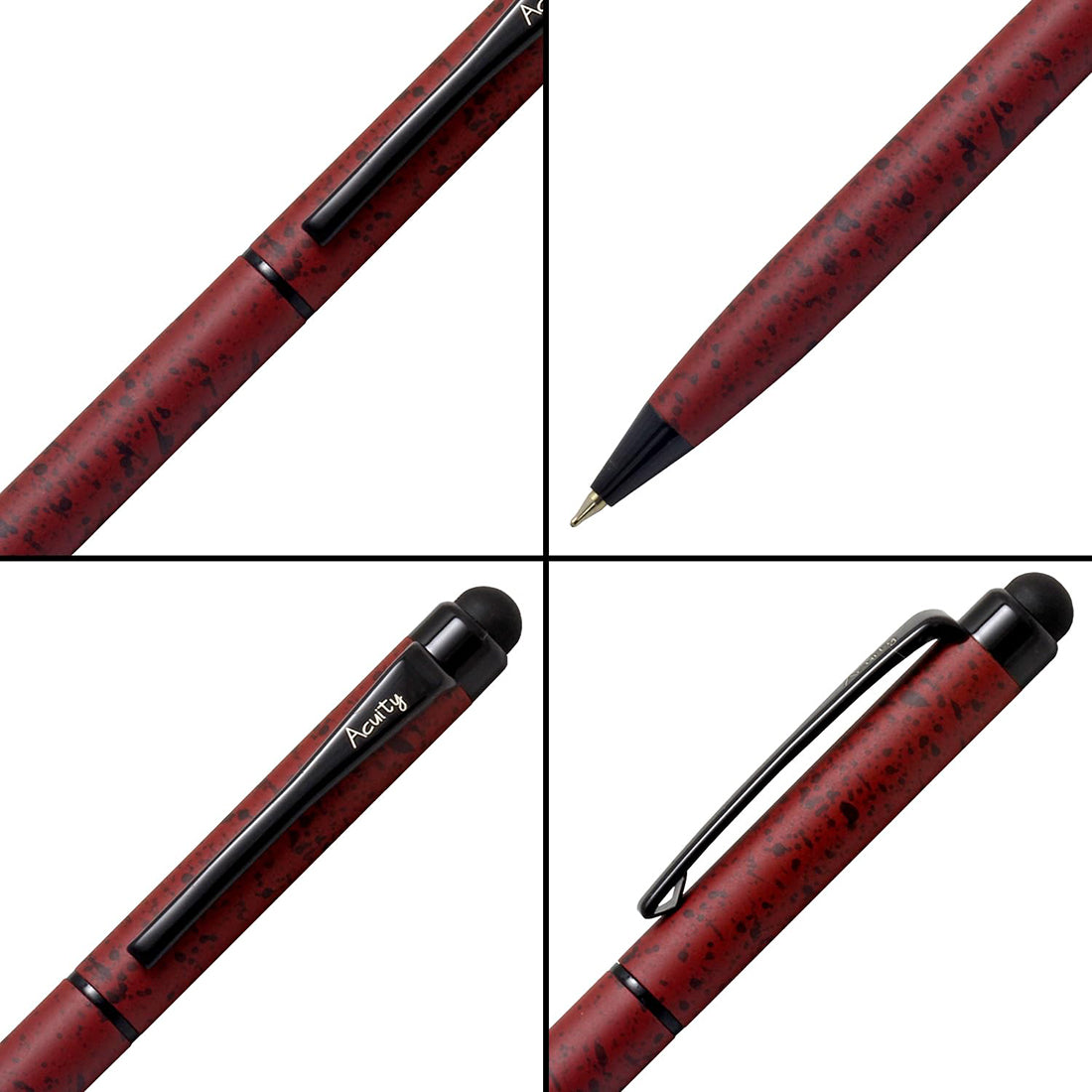 Acuity Ball Point Pen - Metal Body with Matte Finish, and Glossy Black Accessories - It Comes in a Pouch - (Set of 2 Pens) - 50016