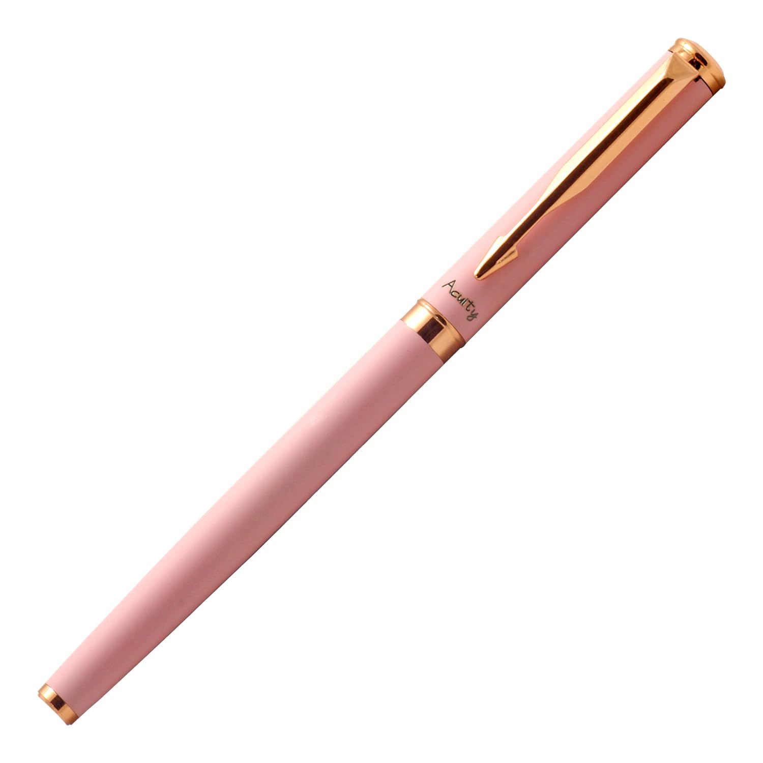 Acuity Roller Gell Pen - Metal Body with Matte Pastel Pink Finish and Glossy Rose Gold Accessories - It Comes in a Pouch - 50018 Pink