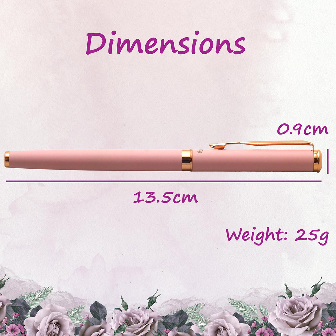 Acuity Roller Gell Pen - Metal Body with Matte Pastel Pink Finish and Glossy Rose Gold Accessories - It Comes in a Pouch - 50018 Pink