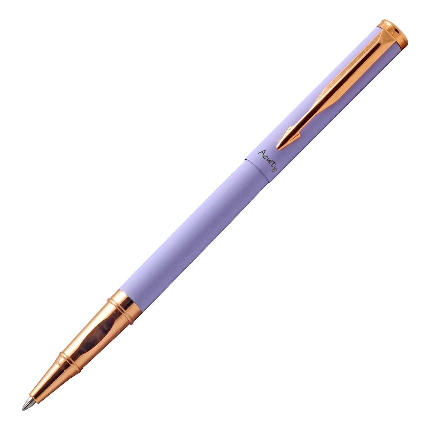 Acuity Roller Gell Pen - Metal Body with Matte Pastel Purple Finish and Glossy Rose Gold Accessories - It Comes in a Pouch - 50018 Purple