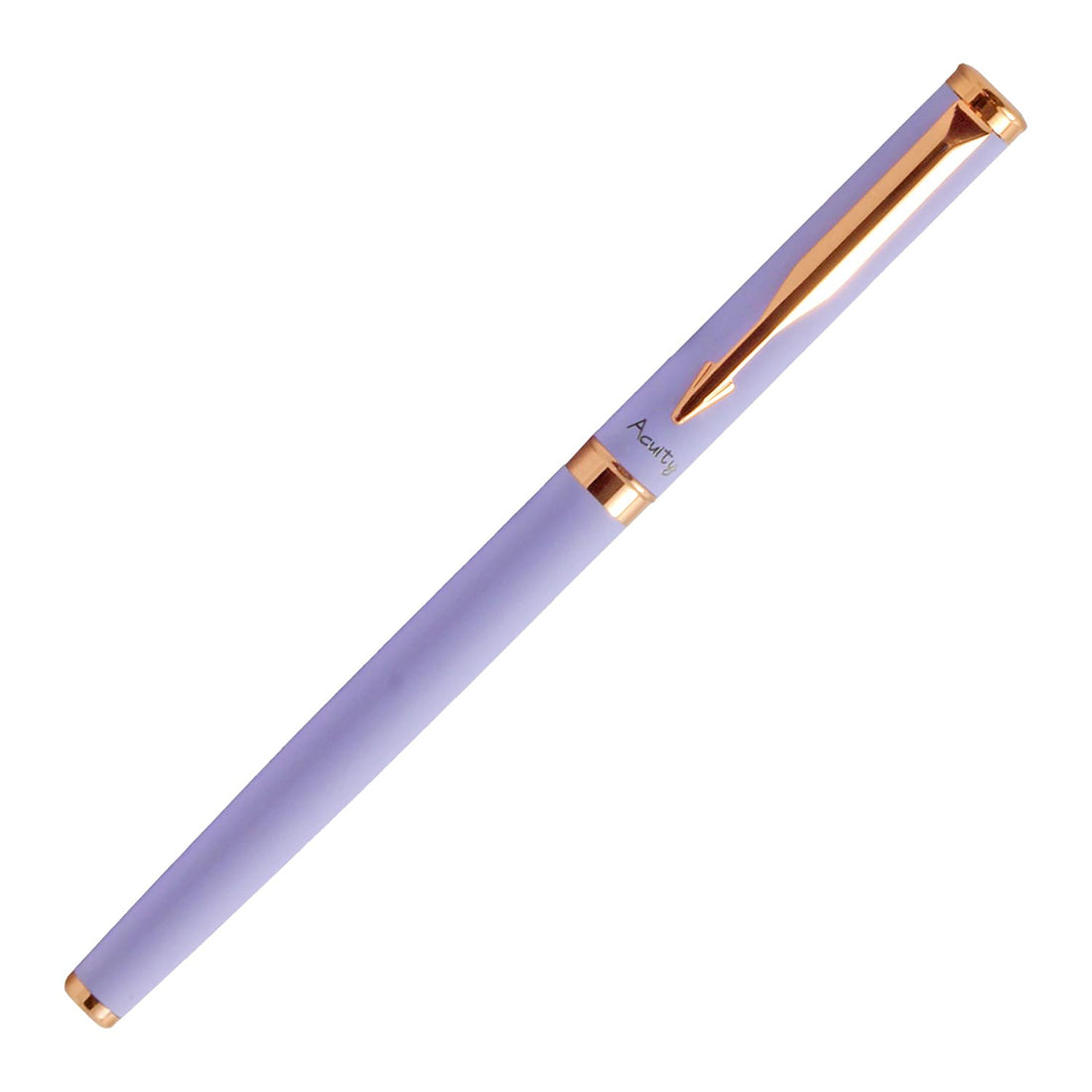 Acuity Roller Gell Pen - Metal Body with Matte Pastel Purple Finish and Glossy Rose Gold Accessories - It Comes in a Pouch - 50018 Purple