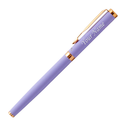 Acuity Roller Gell Pen - Metal Body with Matte Pastel Purple Finish and Glossy Rose Gold Accessories - It Comes in a Pouch - 50018 Purple