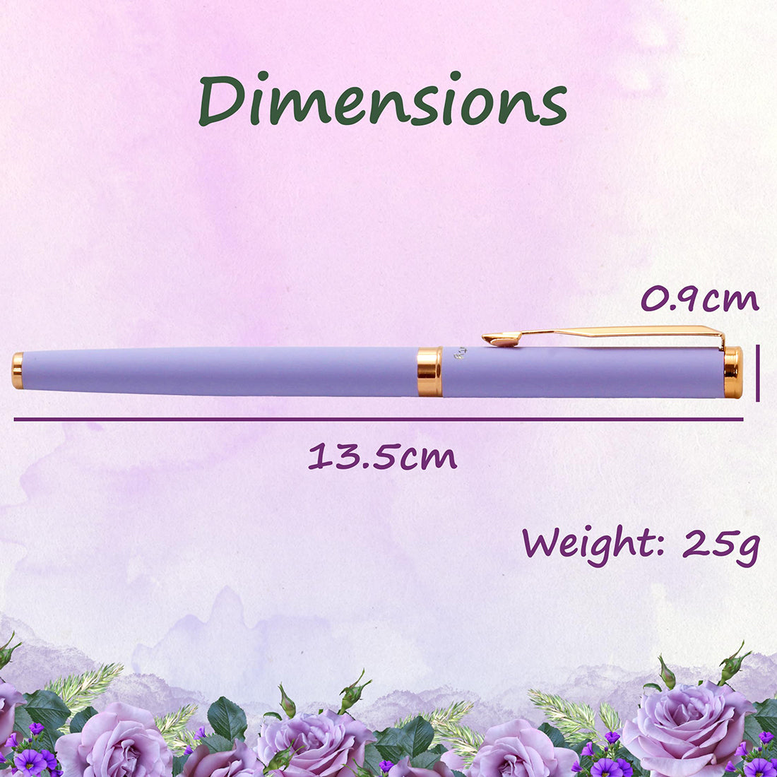 Acuity Roller Gell Pen - Metal Body with Matte Pastel Purple Finish and Glossy Rose Gold Accessories - It Comes in a Pouch - 50018 Purple