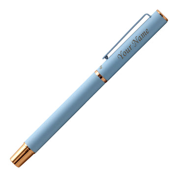 Acuity Roller Gel Pen - Matte Finish Pastel Blue Metal Body with Rose Gold Accessories - It Comes in a Pouch - 50025