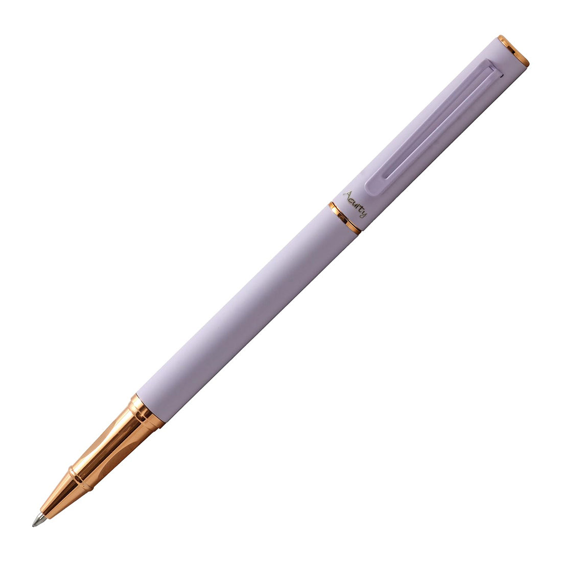 Acuity Roller Gel Pen - Matte Finish Pastel Purple Metal Body with Rose Gold Accessories - It Comes in a Pouch - 50025