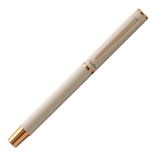 Acuity Roller Gel Pen - Matte Finish Ivory Colour Metal Body with Rose Gold Accessories - It Comes in a Pouch - 50025